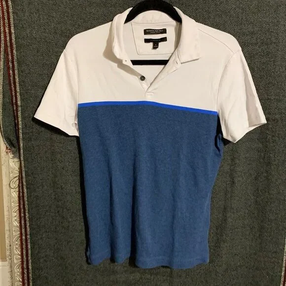 Banana Republic Shirts S Blue And White Polo Poshmark